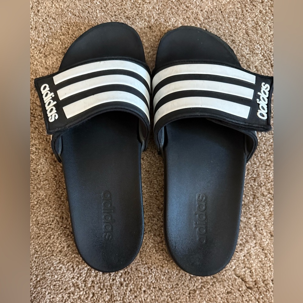 Adidas Black/White Slides -mens sz. 12